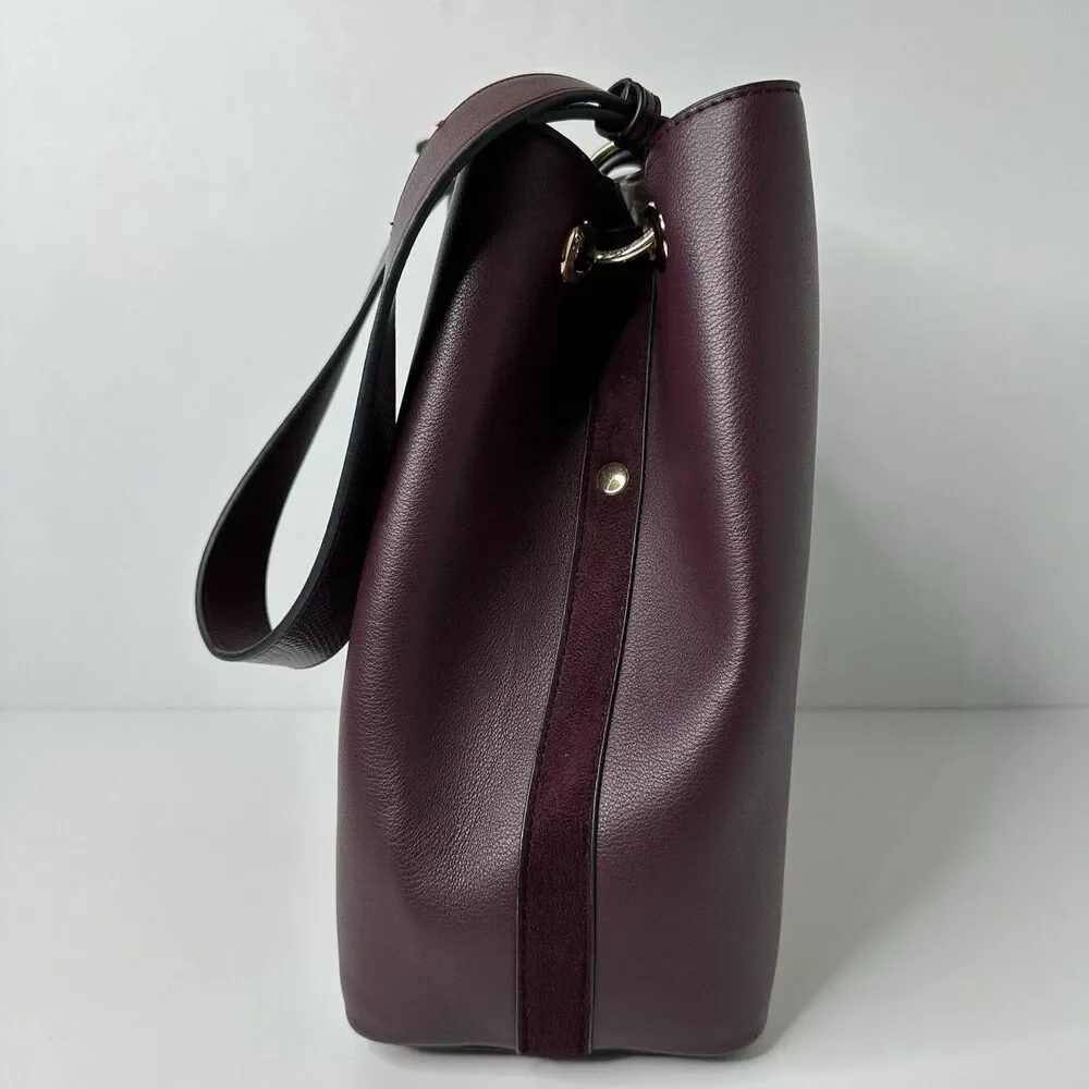 Luella Grey London Handbag‎ Hobo Shoulder Bucket Bag Purple Faux Leather Footed